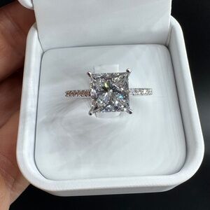3 Carat Princess Cut Lab-Grown Diamond Ring – IGI Certified – 14K White Gold wit